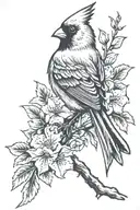 cardinal with azaleas   tattoo design idea