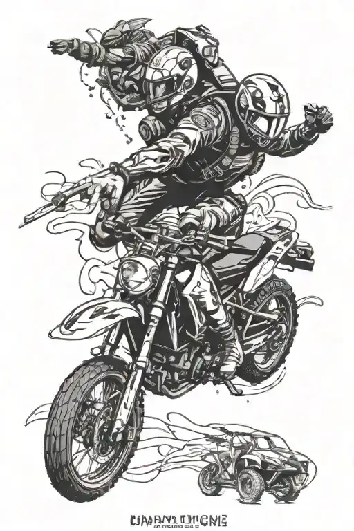skydiving and motorcycle and neuroscience tattoo design idea