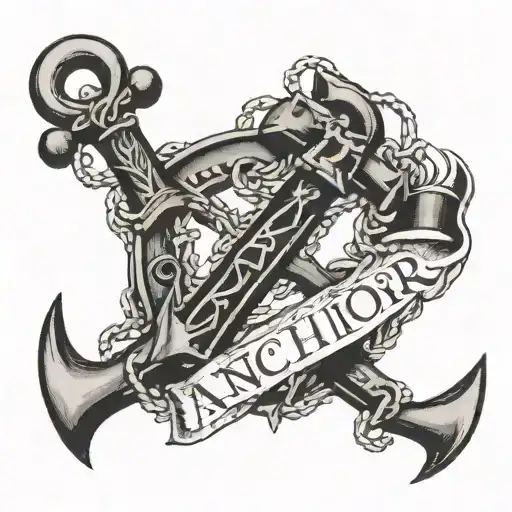 anchor tatoo with letters A and J Scott Campbell tattoo design idea