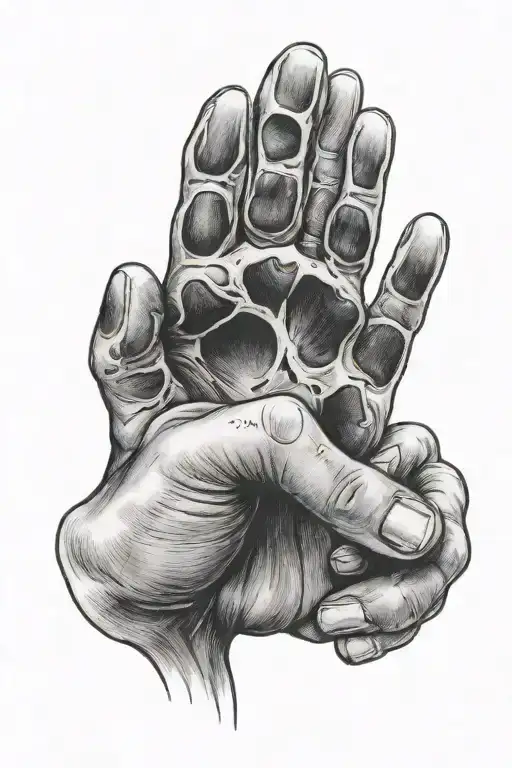 dog paw with human hand holding tattoo design idea