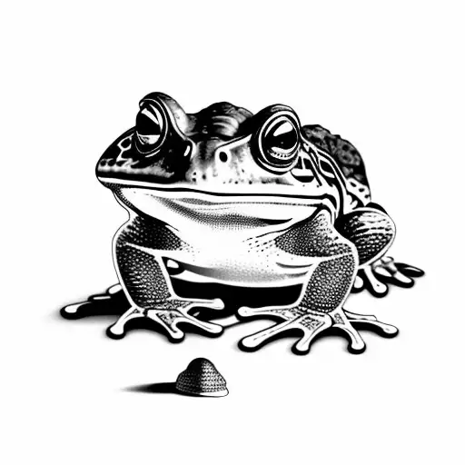 green realistic jungle toad in fungi  tattoo design idea