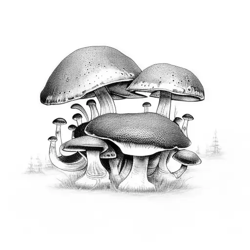 rana japonesa estilo realista en un bosque fungi tattoo design idea