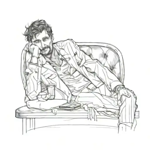 a really relaxed person with tony Montana eyes tattoo design idea