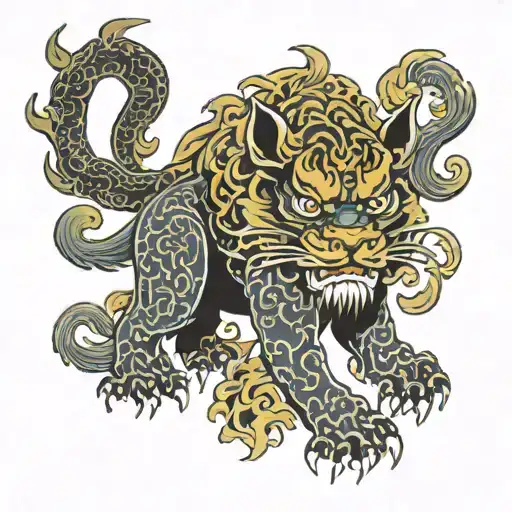 fu dog tattoo design idea