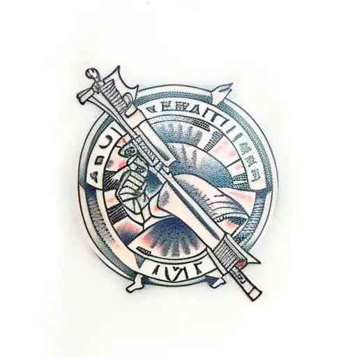 Knight with rifle tattoo design idea