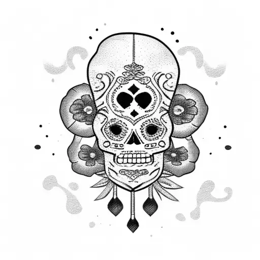  mexican style dia de los muertos with a palm tree  tattoo design idea