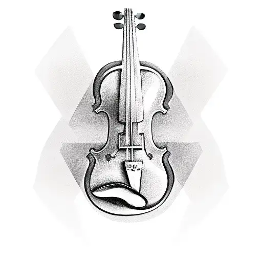 violin with guitar with guitar bass with a piano and a treble clef tattoo design idea