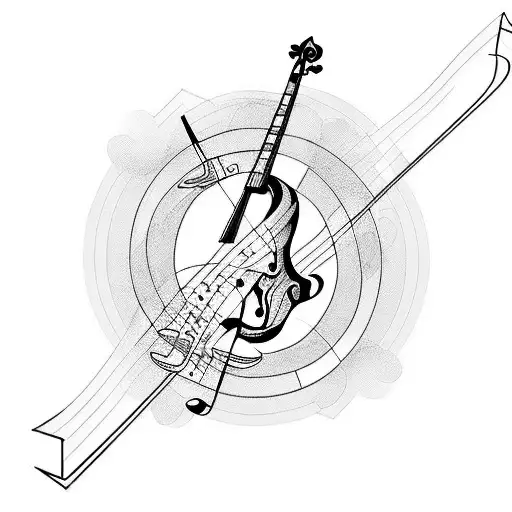 violin + guitar + bass + piano with a treble clef tattoo design idea