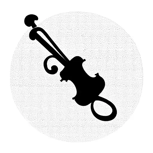 violin with guitar, bass and a piano and a treble clef tattoo design idea