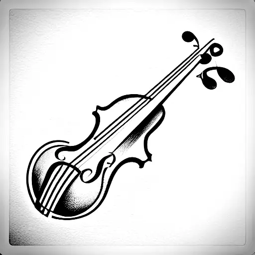 violin with guitar with guitar bass with a piano and a treble clef tattoo design idea