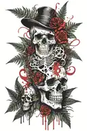 fern and skull tattoo design idea