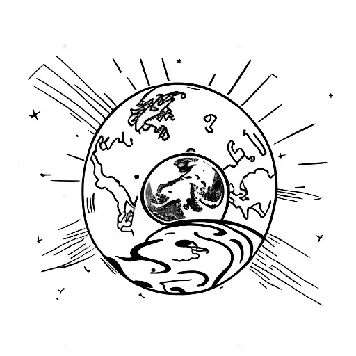 thumb up against the planet earth  tattoo design idea