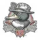 Boston Red Sox "B" and a duck and a grenade  tattoo design idea