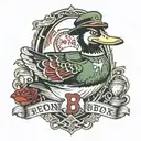 Boston Red Sox "B" and a duck and a grenade  tattoo design idea