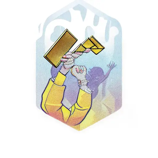 rooester holding gold bars tattoo design idea