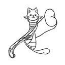 A minimalist cat silhouette with a crochet hook as its tail tattoo design idea