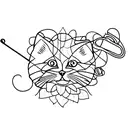 A minimalist cat silhouette with a crochet hook as its tail tattoo design idea