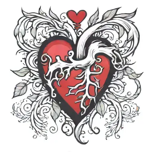 heart Diana roots tattoo design idea