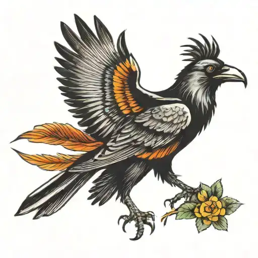 464 Raven wood tattoo design idea