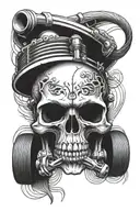 skull and hot rod tattoo design idea