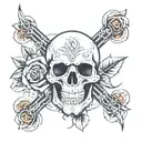 skull hot rod roses intertwined tattoo design idea