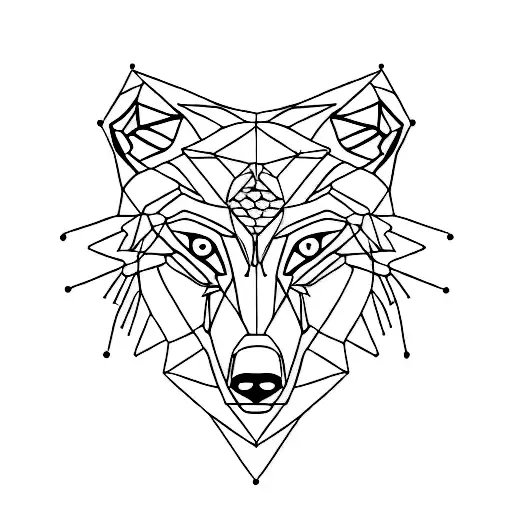 Wolf silhouette in a geometric pattern tattoo design idea