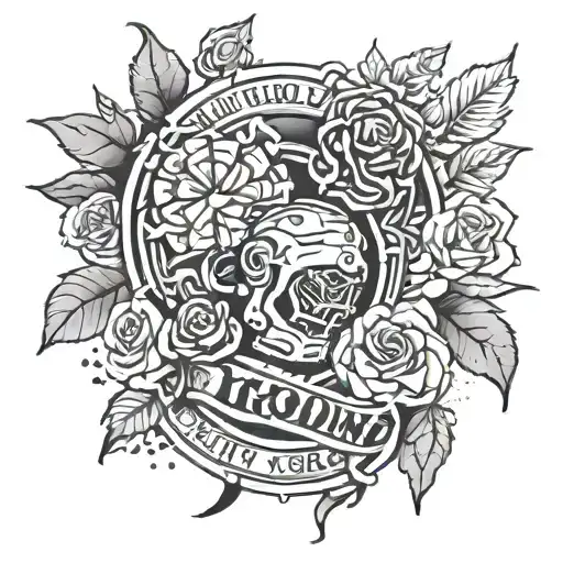 "and let us not grow weary" with the "y" turning into an Ironman m dot  tattoo design idea