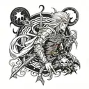 elden ring as a 90s anime tattoo design idea