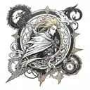 elden ring as a 90s anime tattoo design idea