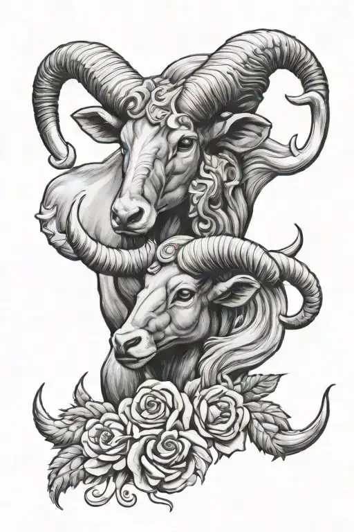 Aries and Taurus  tattoo design idea
