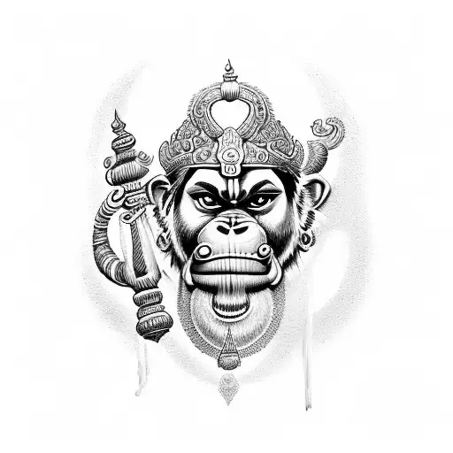 Angry lord hanuman tattoo design idea