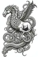 octopus , pegasus horse , lucifer falling angel tattoo design idea