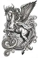 octopus , pegasus horse , lucifer falling angel tattoo design idea