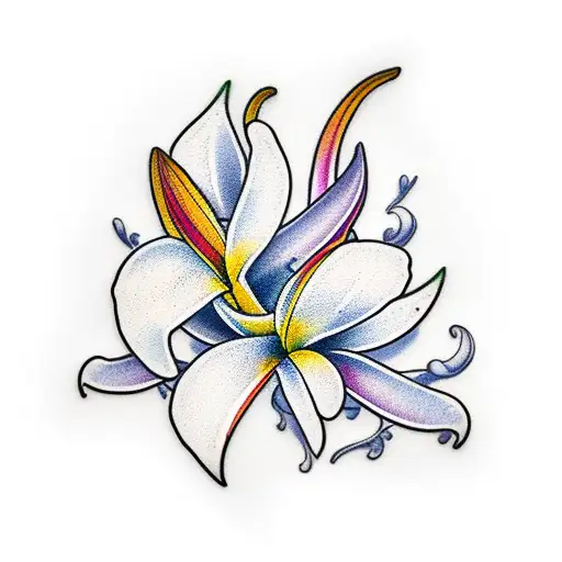 Lily of the valley and plumeria tattoo design idea
