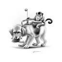 circus monkey riding circus dog tattoo design idea