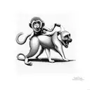 circus monkey riding circus dog tattoo design idea