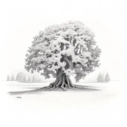 realistic oak tree Anderson stand sure crest tattoo design idea