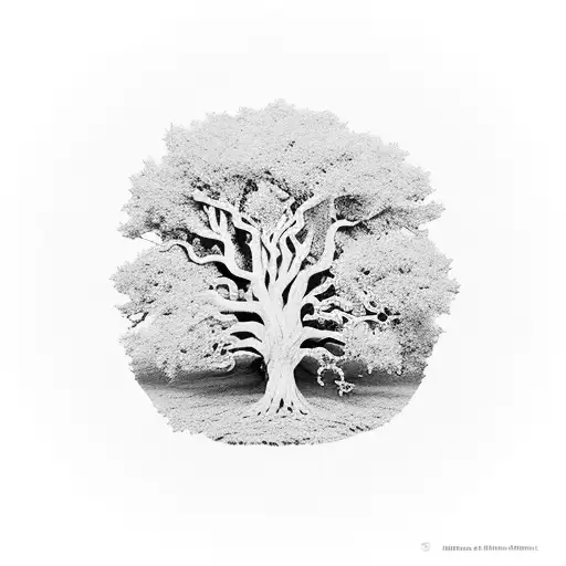 realistic oak tree Anderson stand sure crest tattoo design idea