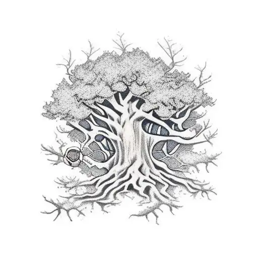 realistic oak tree Anderson stand sure crest tattoo design idea