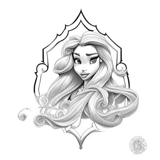 tiana and rapunzel together  tattoo design idea