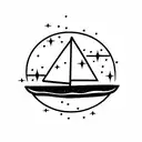 the two evening stars and a boat with floating lights  tattoo design idea