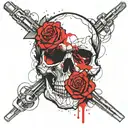 skull and roses tattoo design idea