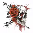 skull and roses tattoo design idea