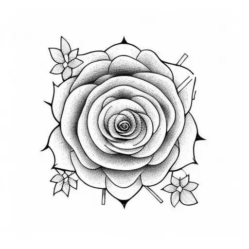 cat flowers tattoo design idea