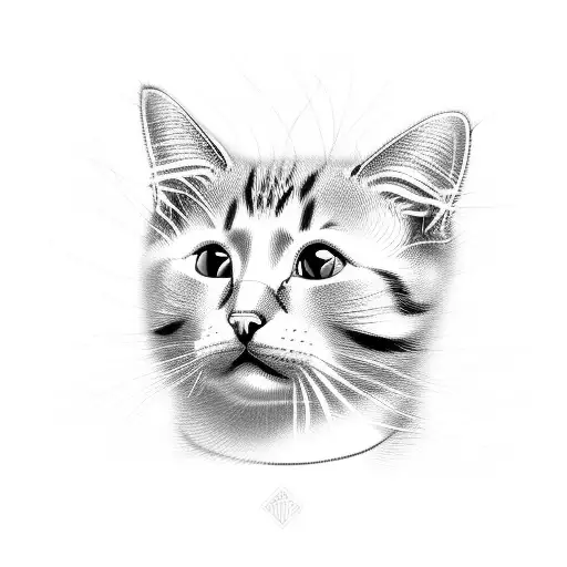 cat flowers tattoo design idea