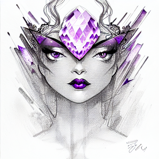 purple shimmer rose with amethyst crystals tattoo design idea