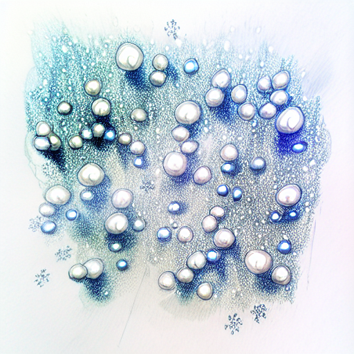 blue glitter pearls with snow tattoo design idea