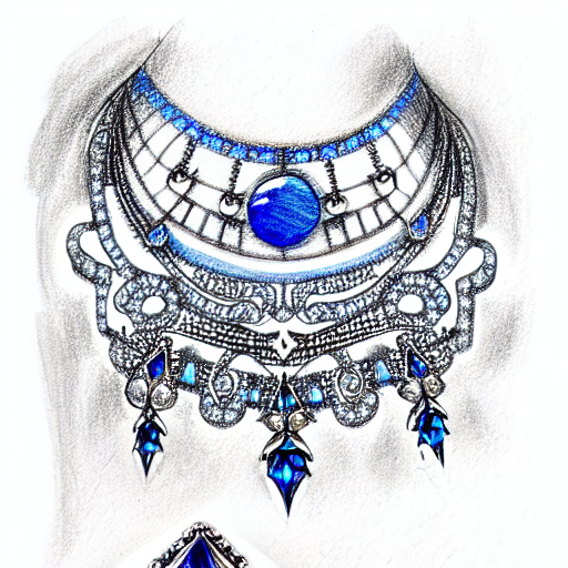 gothic jewelry pearls with blue glitter tattoo design idea