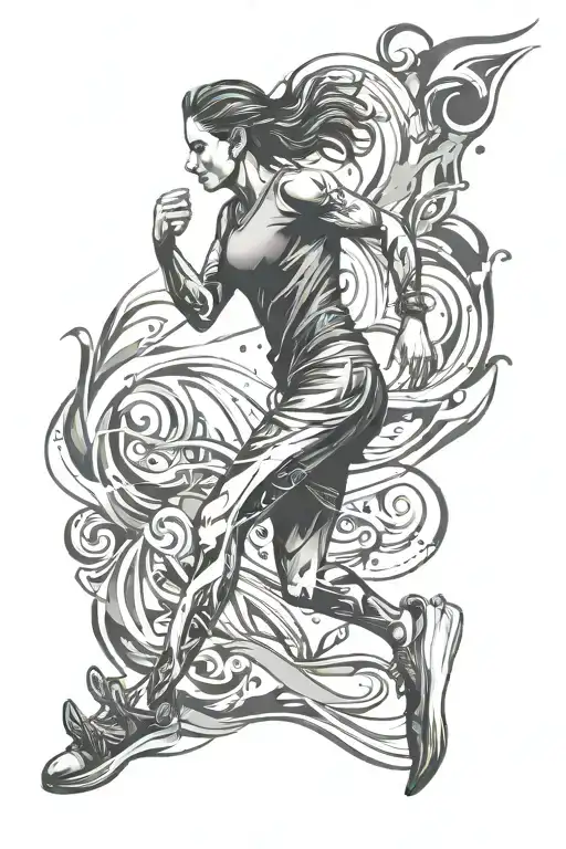 Running anxiety mental health tattoo design idea