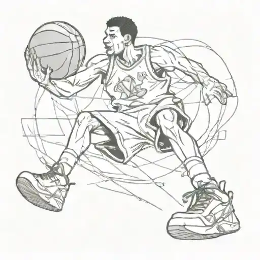 A basketball player dunking on a video game controller tattoo design idea